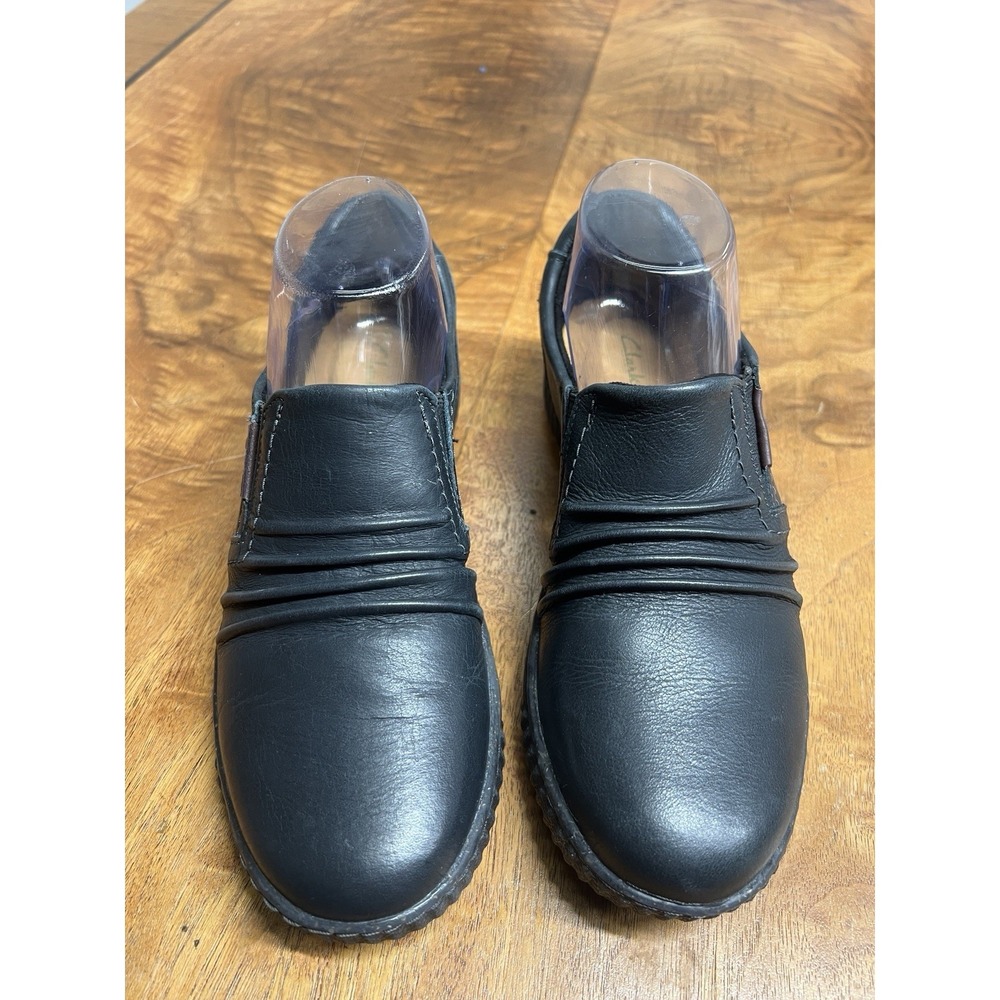 Clarks Women's 6.5 Black Leather Magnolia Faye Comfort Slip On‎ Shoes Walking